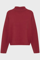 ICHI IHBETIAS Pullover in red, featuring a soft knit texture, relaxed fit, long sleeves, and a classic everyday silhouette.