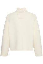 ICHI IHBETIAS Pullover in cream, featuring a soft knit texture, relaxed fit, long sleeves, and a classic everyday silhouette.
