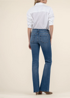 cotton denim flare jeans medium dark wash

