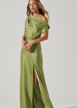 Load image into Gallery viewer, ASTR The Label Monroe Satin Off Shoulder Maxi Dress
