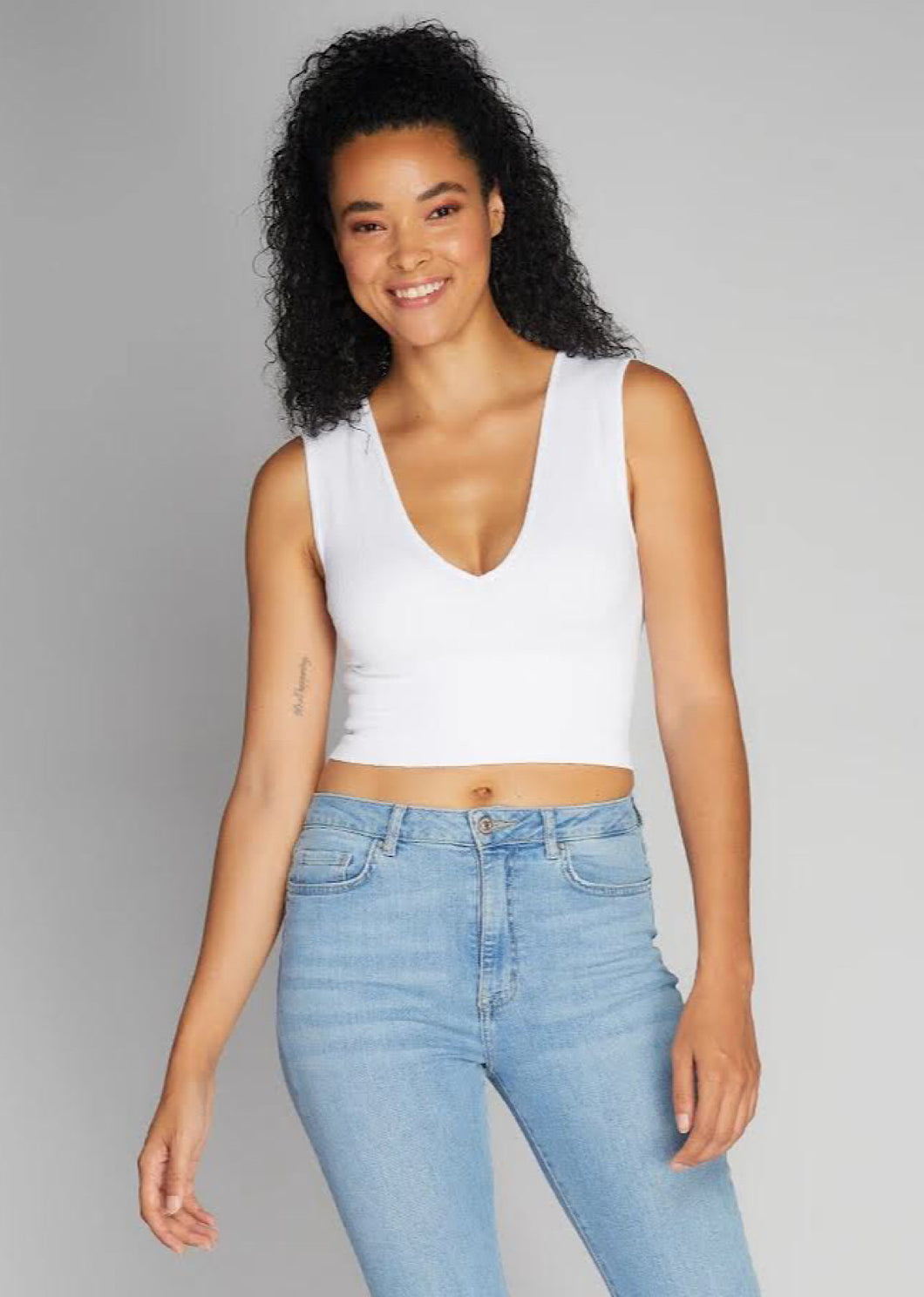 C’est Moi Deep V Bamboo Crop Top