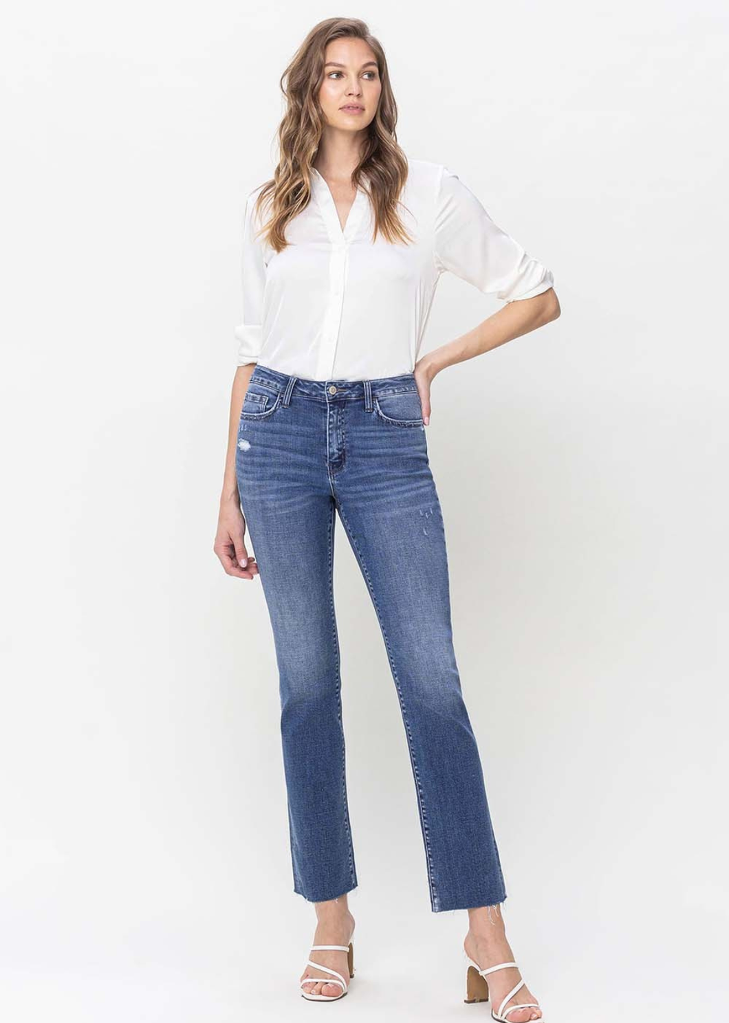 Flying Monkey High Rise Straight Jean W Raw Hem-Prudent