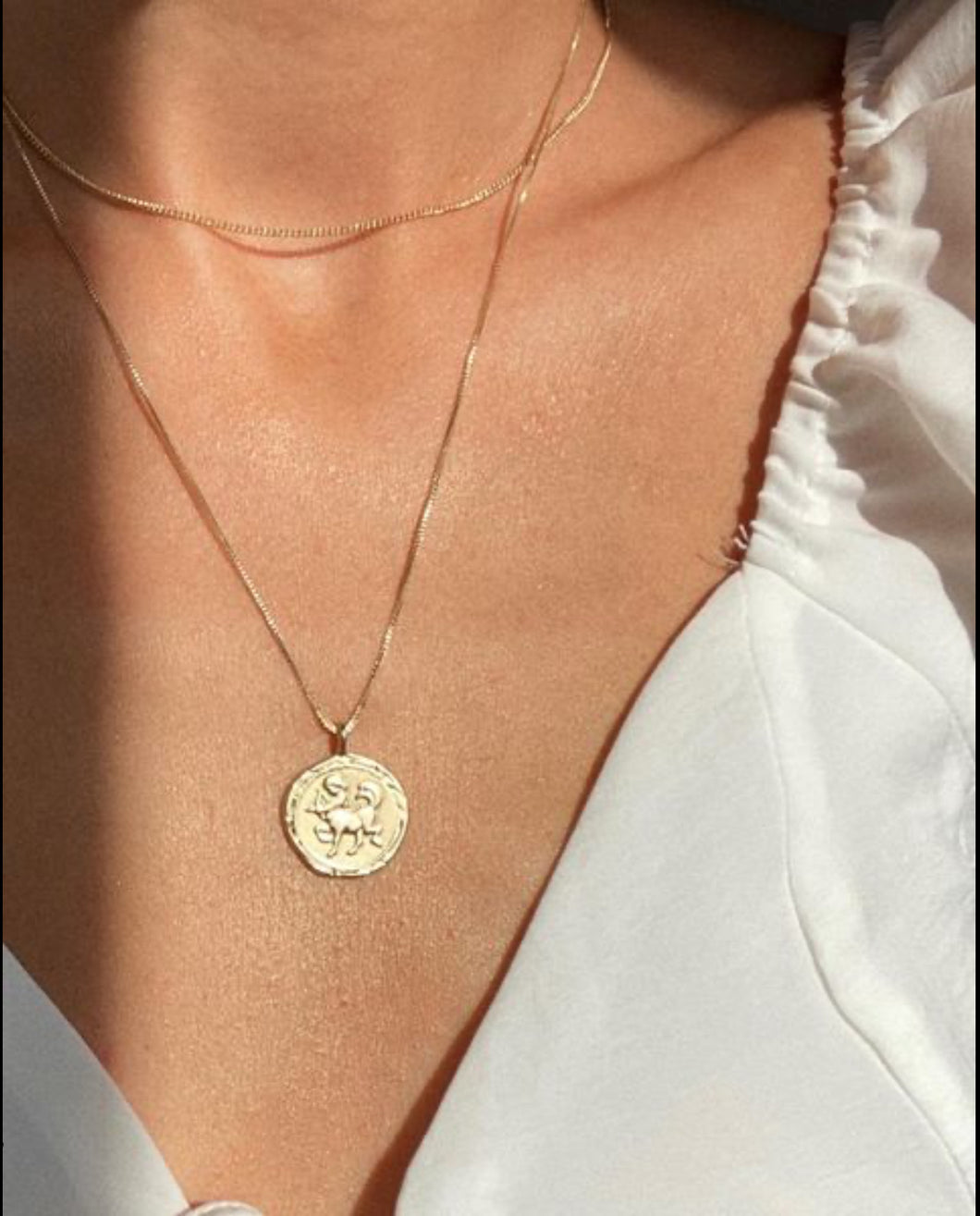 Pilgrim Horoscope Hammered Necklace