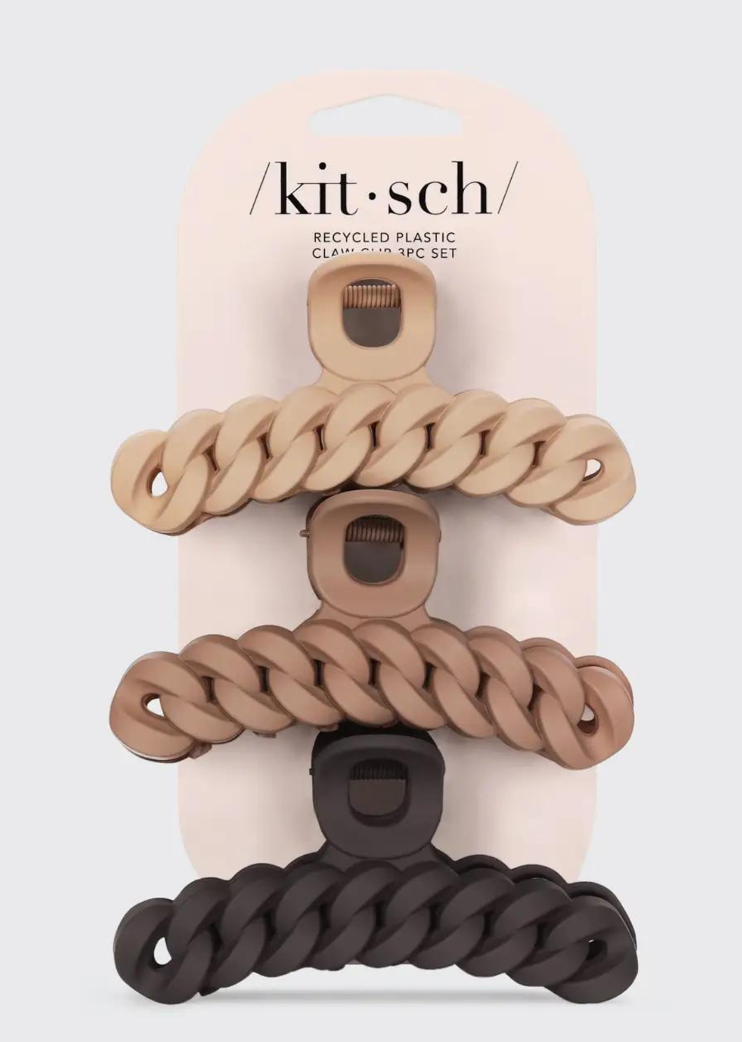 Kitsch Eco-Friendly Chain Claw Clip 3pc Set - Neutral