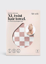 Load image into Gallery viewer, Kitsch Extra Large Quick-Dry Hair Towel Wrap- Terracotta Checker
