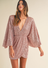 Load image into Gallery viewer, Lola Sequin Draped Mini Dress
