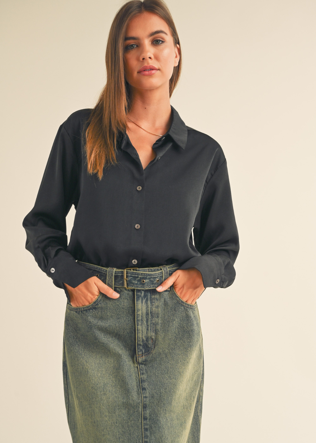 Silvia Satin Button Down