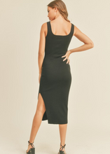 Load image into Gallery viewer, Miou Muse Square Neck Knit Fitted Slit Dress
